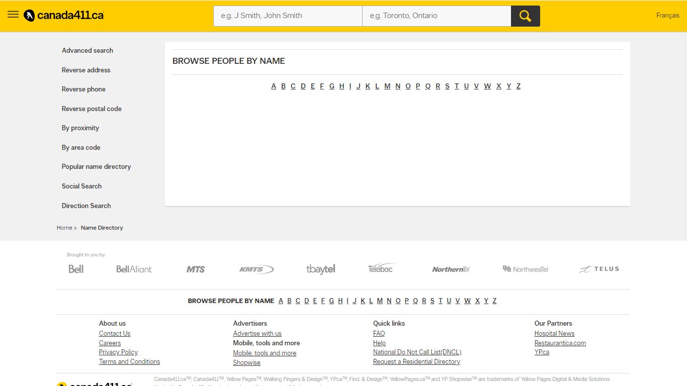 Name Directory - Find people in Canada | Canada411 People Finder